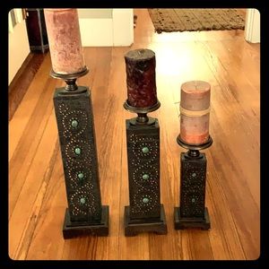3 candle holders with candles included